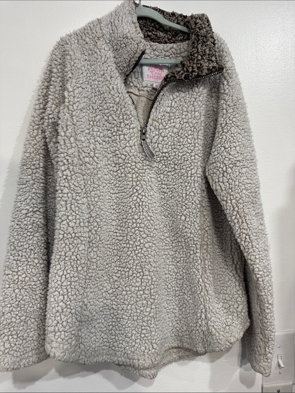 Cozy Half-Zip Sherpa Pullover - Light Gray